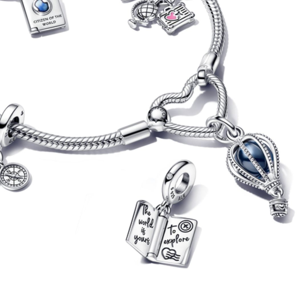 Pandora Moments Openable Passport Charm, Silver, 792680C01
