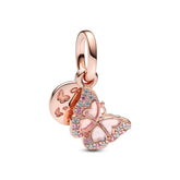 Pandora Moments Pink Butterfly & Quote Double hela, ruusukullattu, 782555C01