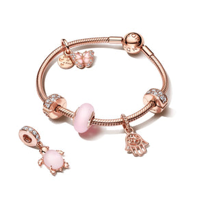 Pandora Moments Pink Butterfly & Quote Double hela, ruusukullattu, 782555C01