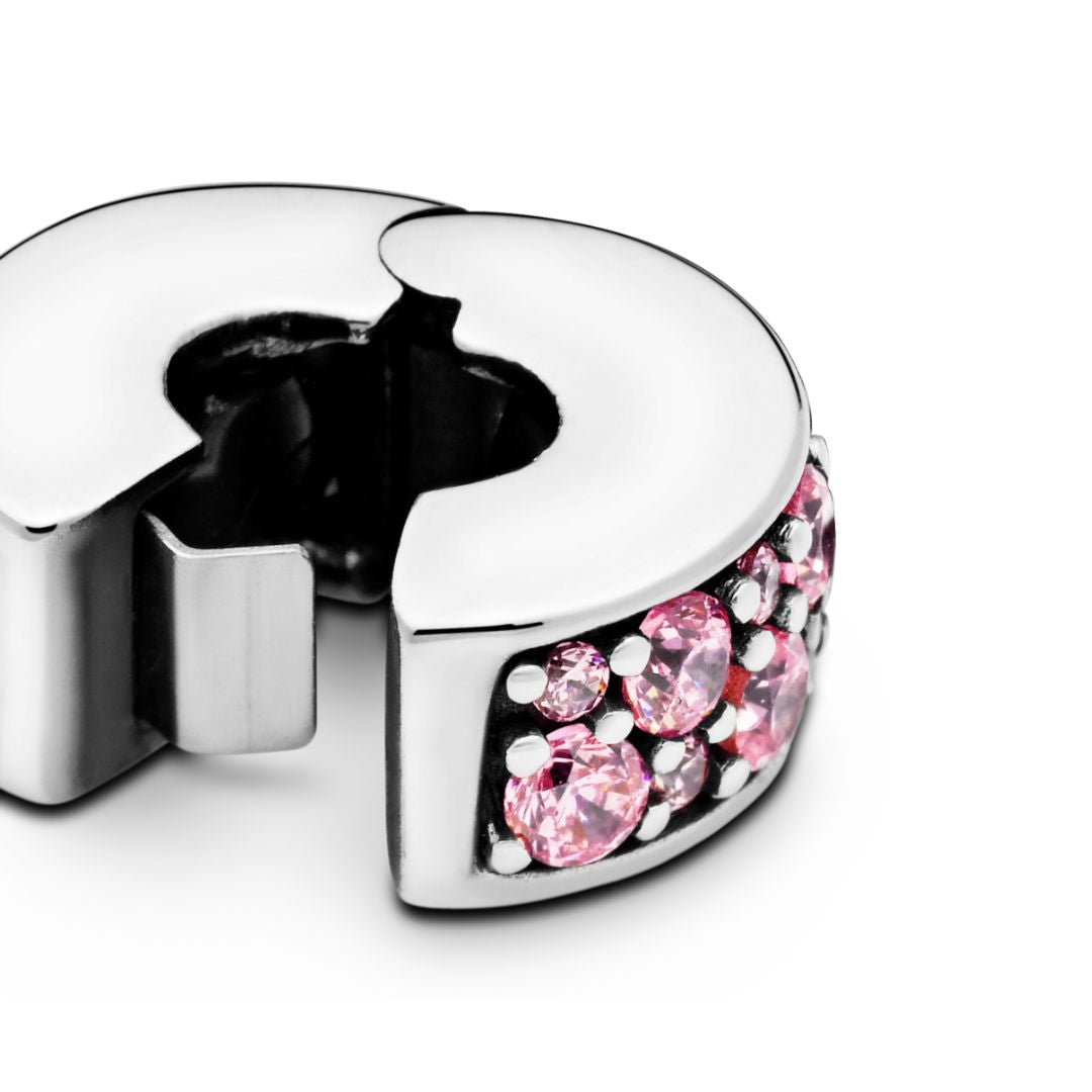 Pandora Moments Pink Pavé lukkopala, hopea, 791817PCZ