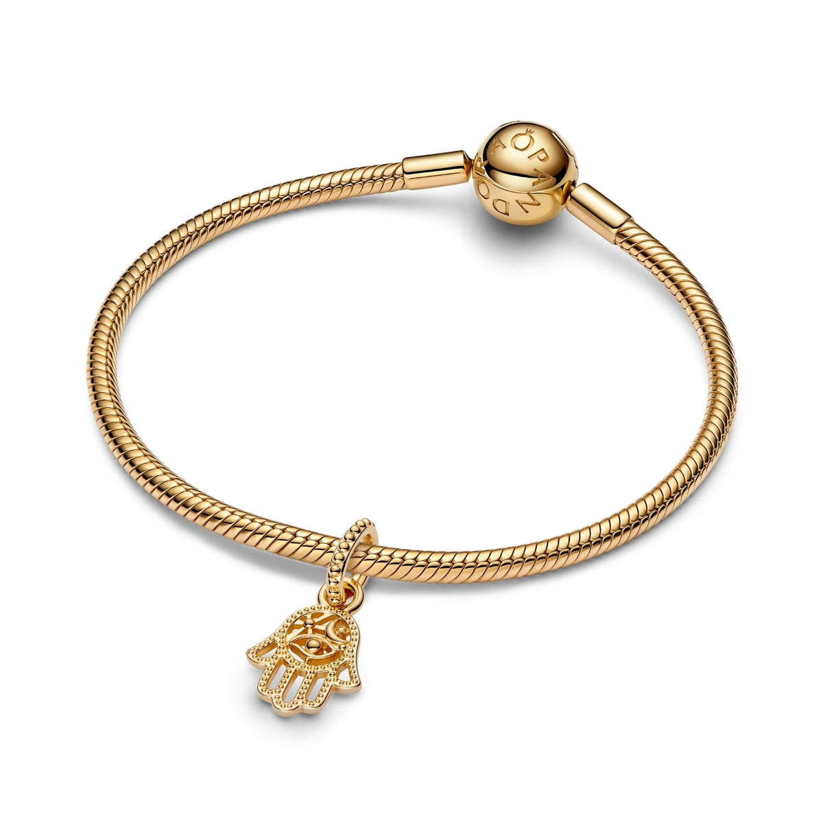 Pandora Moments Protective Hamsa Hand riipus, keltakullattu, 769144C00