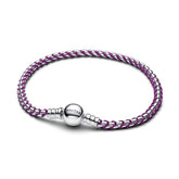 Pandora Moments Purple Cord Box Chain rannekoru, hopeaa, 593816C03