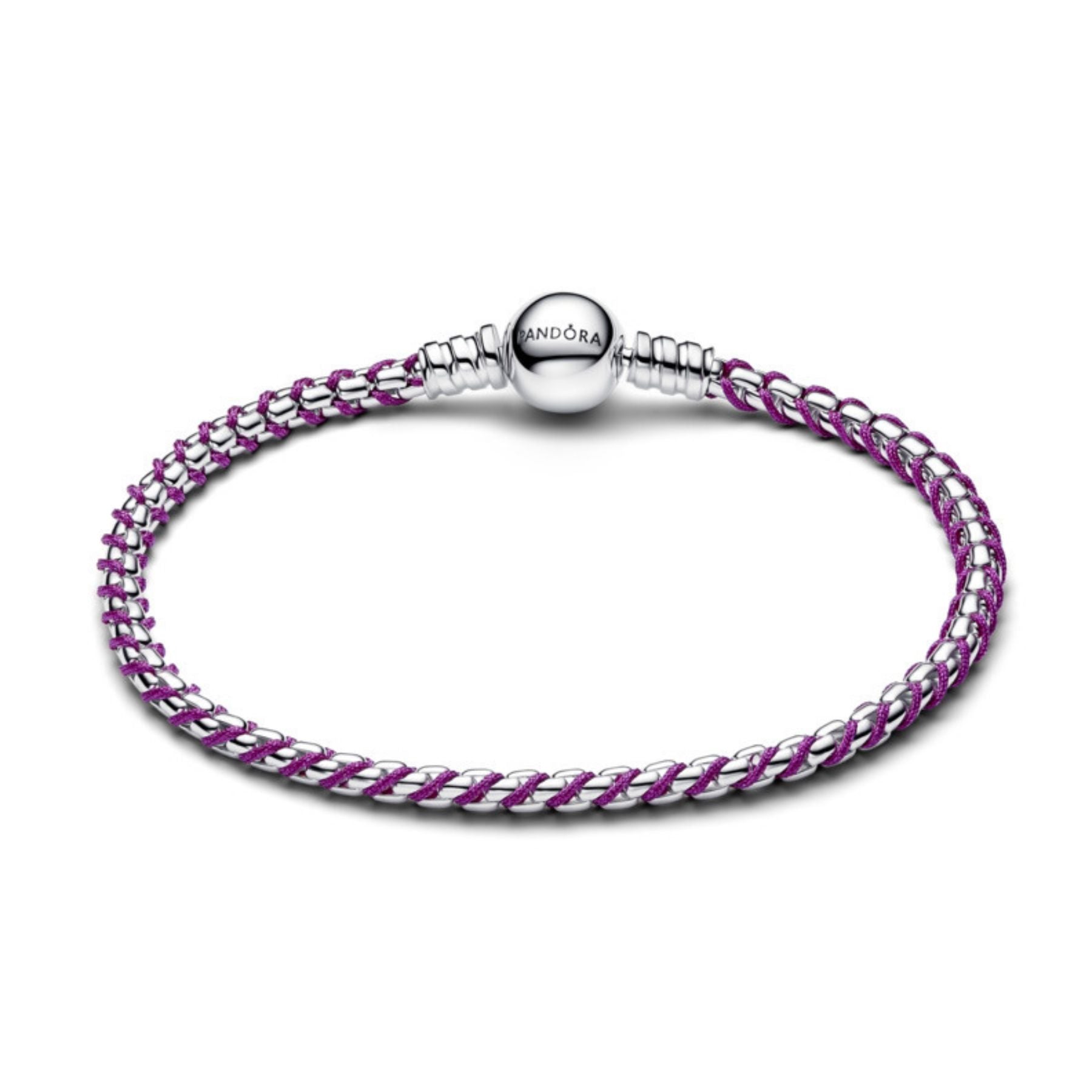 Pandora Moments Purple Cord Box Chain rannekoru, hopeaa, 593816C03