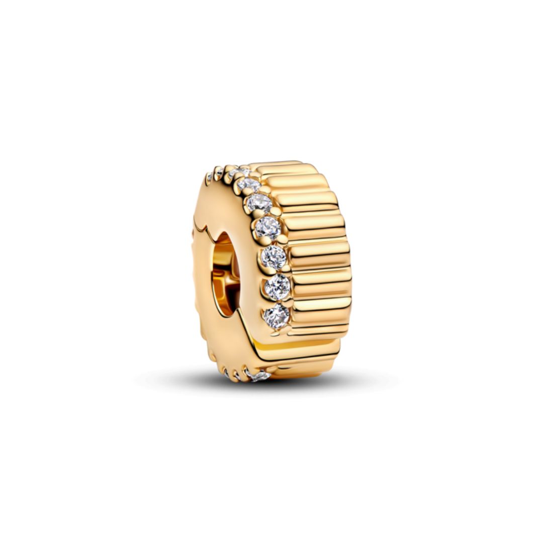 Pandora Moments Ribbed lukkopala, keltakullattu, 764078C01