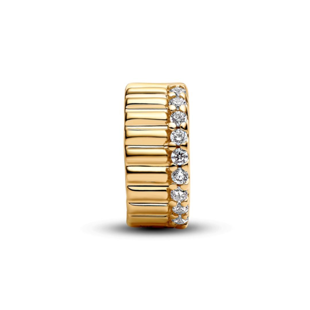 Pandora Moments Ribbed lukkopala, keltakullattu, 764078C01