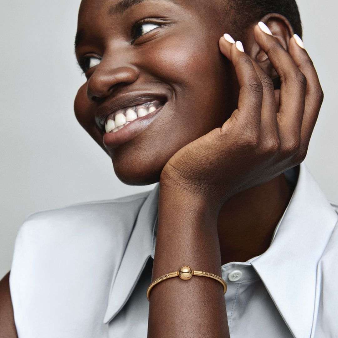 Pandora Moments Snake Chain rannekoru, keltakullattu, 568748C00