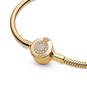 Pandora Moments Sparkling Crown O Snake Chain rannekoru, keltakullattu, 569046C01