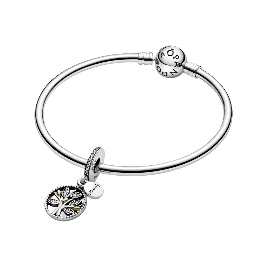 Pandora Moments Sparkling Family Tree Dangle hela, hopea ja keltakullattu, 791728CZ