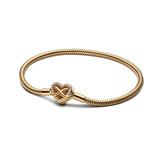 Pandora Moments Sparkling Infinity Heart Clasp Snake Chain rannekoru, keltakullattu, 563758C01