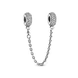 Pandora Moments Sparkling Pavé Safety Chain hela, hopea, 791736CZ-05