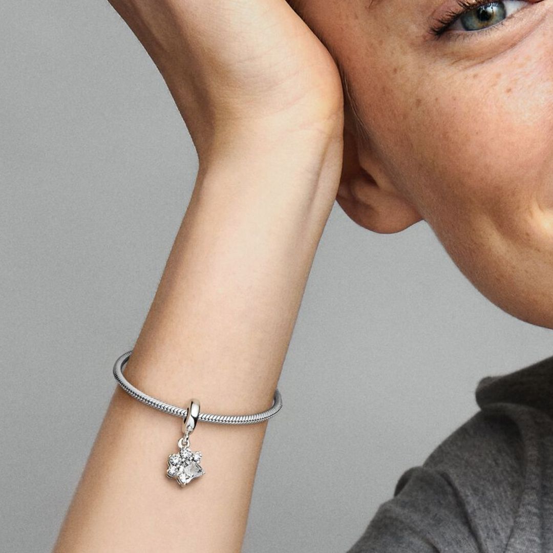 Pandora Moments Sparkling Pet Paw Print Dangle hela, hopea, 792247C01