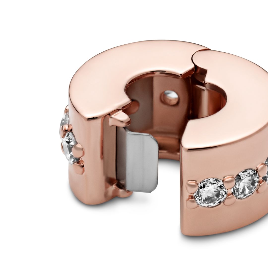 Pandora Moments Sparkling Row Spacer lukkopala, ruusukullattu, 781972CZ