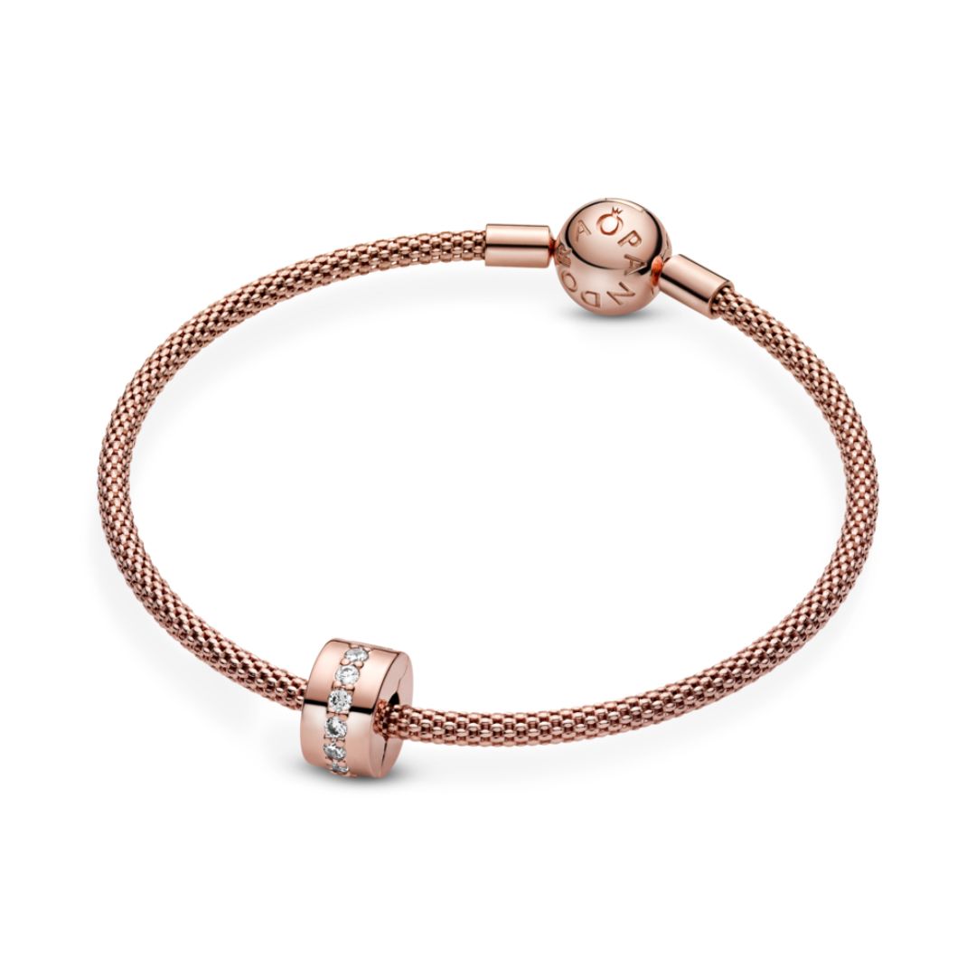 Pandora Moments Sparkling Row Spacer lukkopala, ruusukullattu, 781972CZ