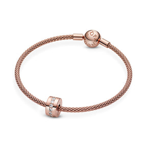 Pandora Moments Sparkling Row Spacer lukkopala, ruusukullattu, 781972CZ