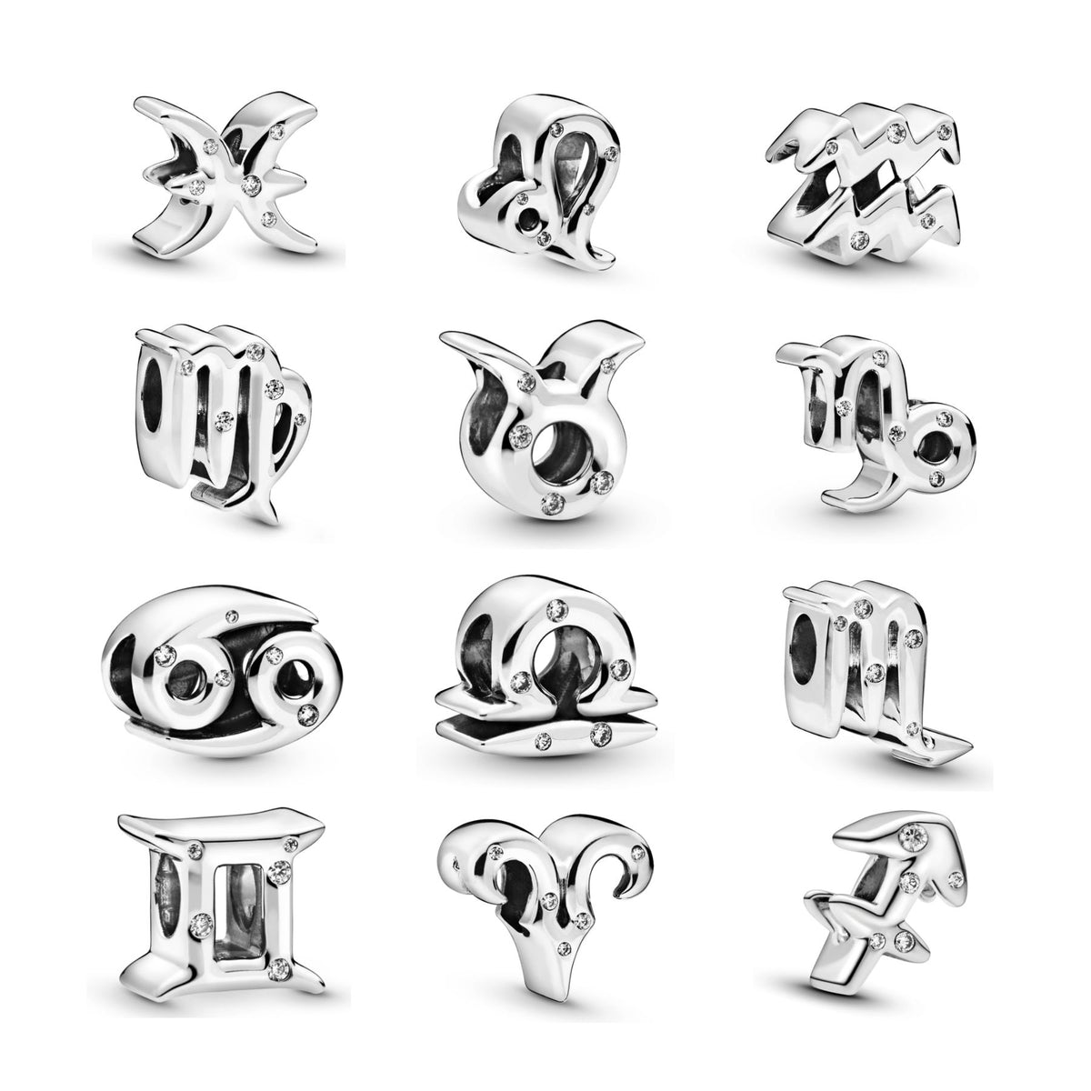 Pandora Moments Sparkling Zodiac horoskooppihela, hopea