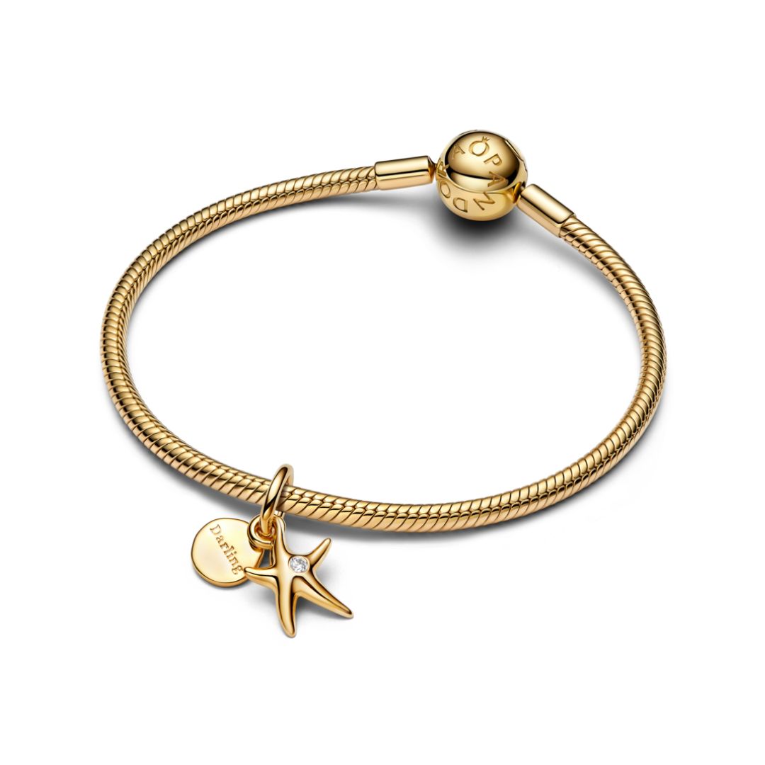 Pandora Moments Starfish Double hela, keltakullattu, 763892C01