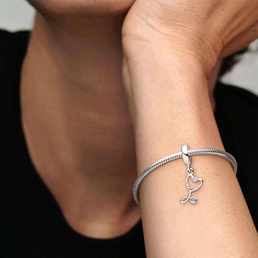 Pandora Moments Stethoscope Heart hela, hopea, 799072C01