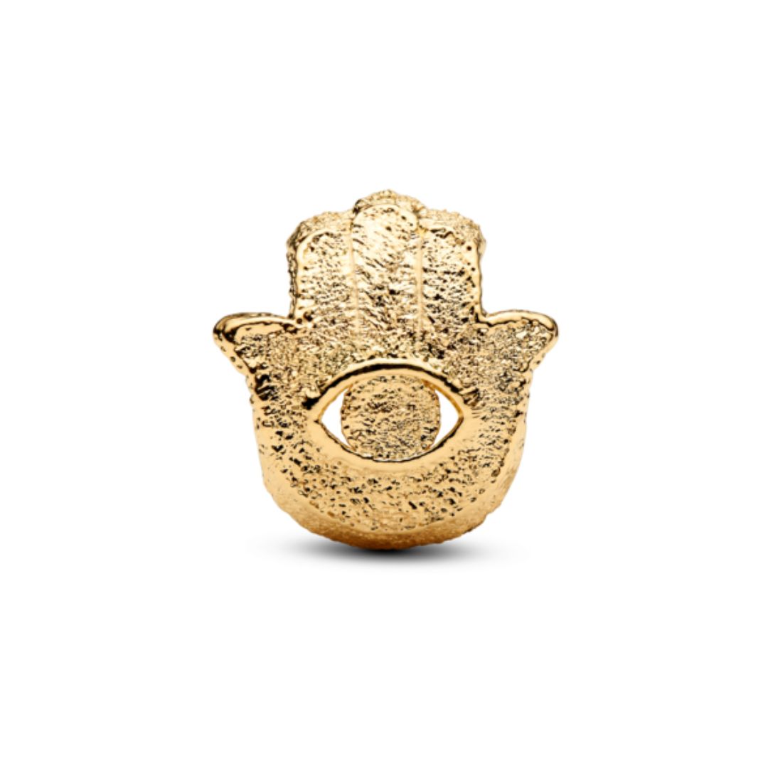 Pandora Moments Textured Hamsa Hand Mini hela, keltakullattu, 764042C00