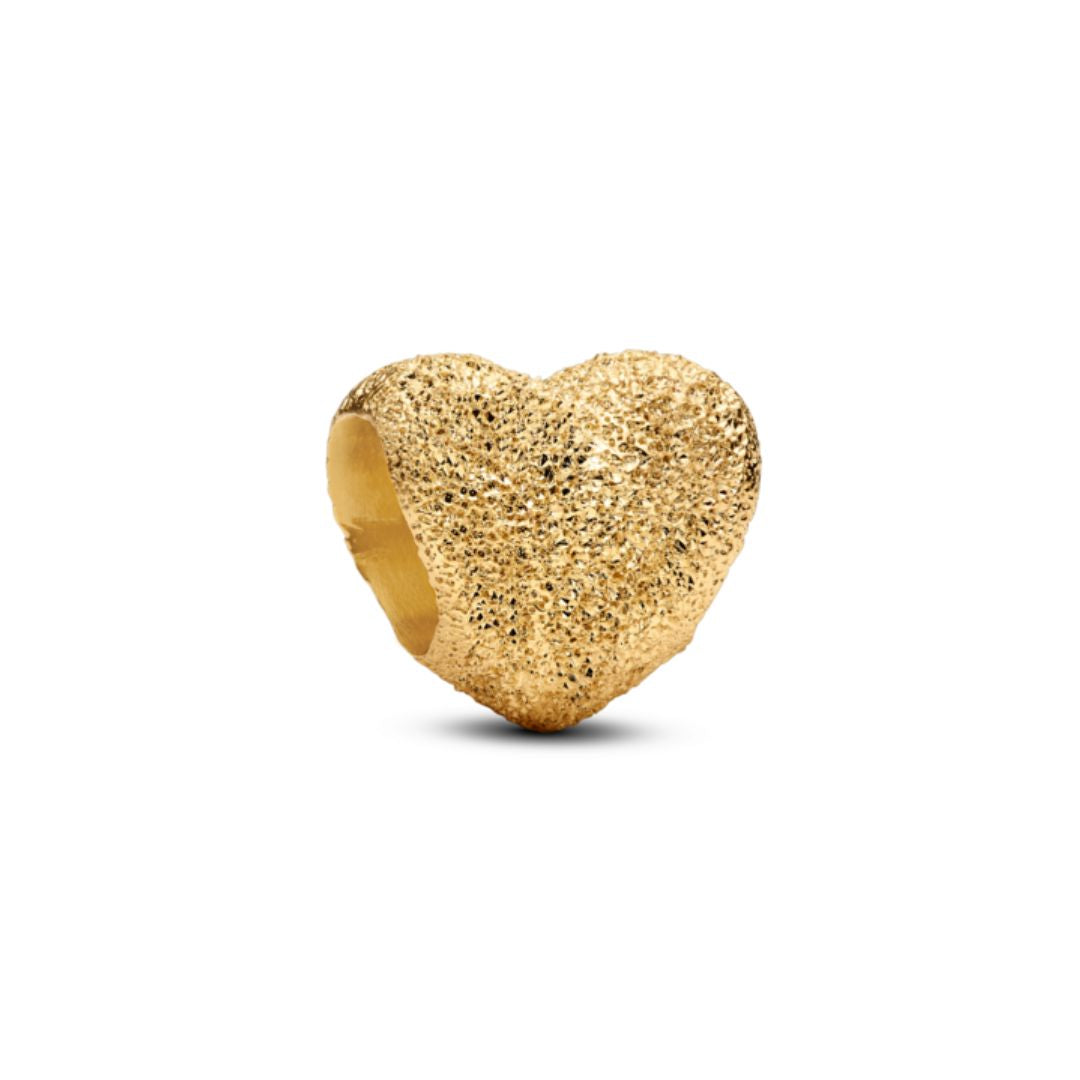 Pandora Moments Textured Heart mini hela, keltakullattu, 764000C00