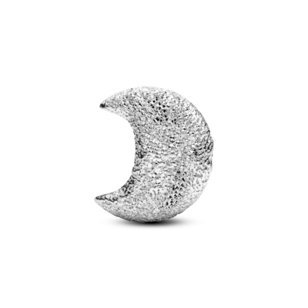 Pandora Moments Textured Moon Mini Charm, Silver, 794054C00