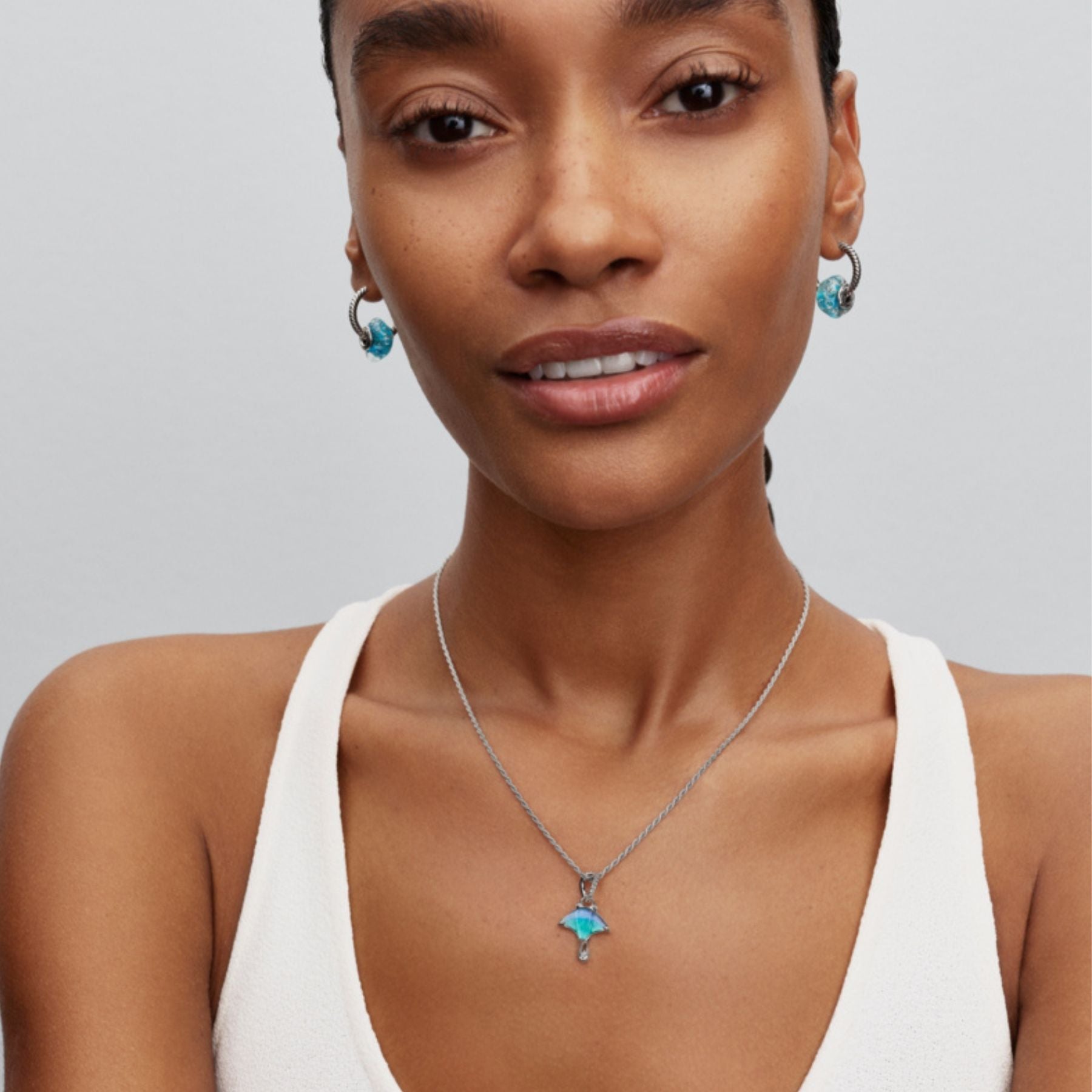 Pandora Moments Turquoise Murano Glass & Glitter hela, hopeaa, 794701C01