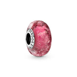 Pandora Moments Wavy Fancy Pink Murano Glass hela, hopea, 798872C00