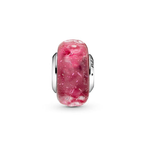 Pandora Moments Wavy Fancy Pink Murano Glass hela, hopea, 798872C00
