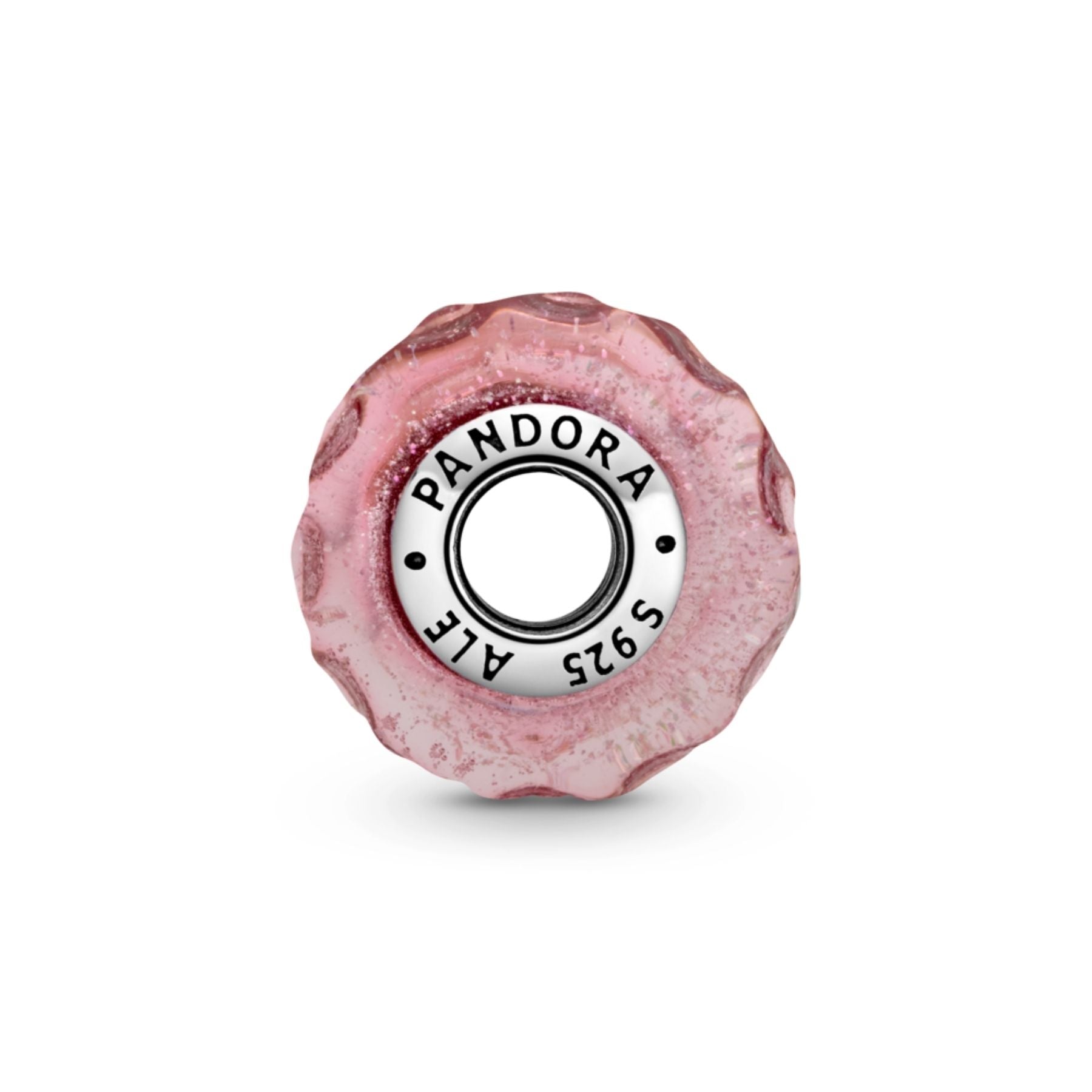 Pandora Moments Wavy Fancy Pink Murano Glass hela, hopea, 798872C00