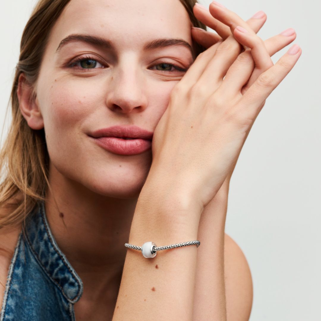 Pandora Moments White Mini Murano Glass hela, hopea, 793118C00