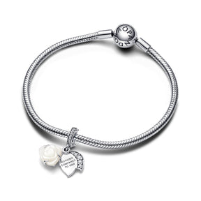 Pandora Moments White Rose in Bloom Double hela, hopea, 793200C01