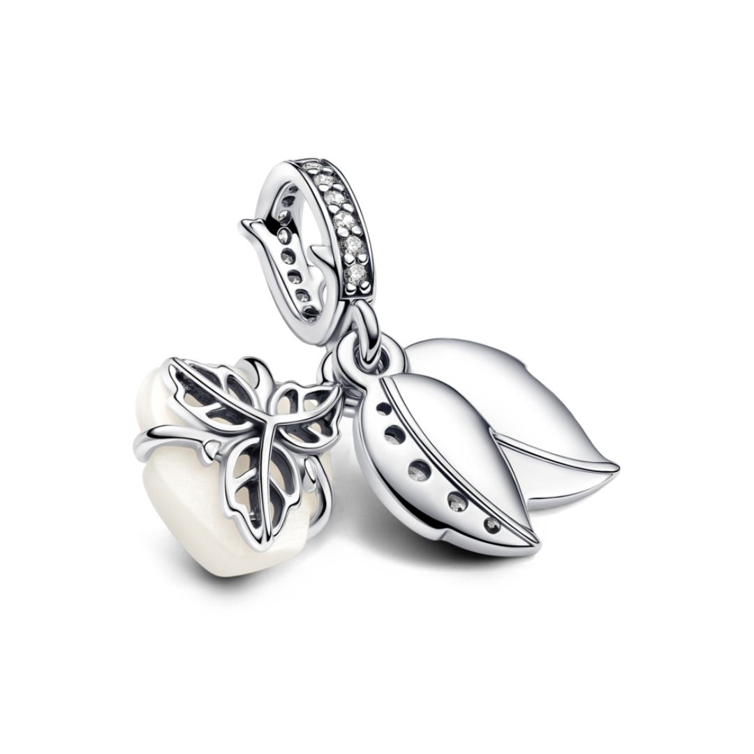 Pandora Moments White Rose in Bloom Double hela, hopea, 793200C01