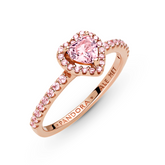 Pandora Sparkling Elevated Heart sormus, ruusukullattu, 188421C04