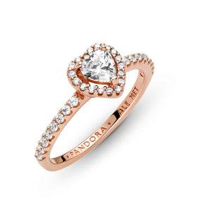 Pandora Sparkling Elevated Heart sormus, ruusukullattu, 188421C02