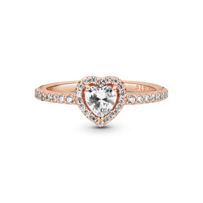 Pandora Sparkling Elevated Heart sormus, ruusukullattu, 188421C02