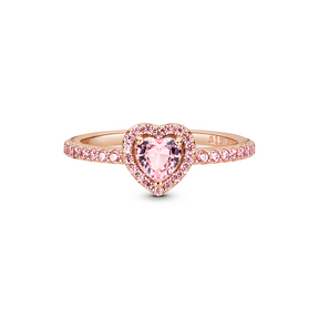 Pandora Sparkling Elevated Heart sormus, ruusukullattu, 188421C04