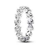 Pandora Timeless Band of Clear Hearts sormus, hopea, 193103C01