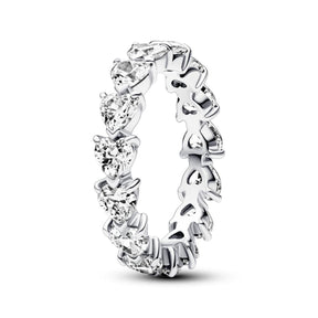Pandora Timeless Band of Clear Hearts sormus, hopea, 193103C01
