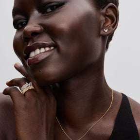 Pandora Timeless Butterfly tappikorvakorut, keltakullattu, 264264C01