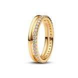 Pandora Timeless Double Band sormus, keltakullattu, 163799C01