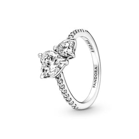 Pandora Timeless Double Heart Sparkling sormus, hopea, 191198C01