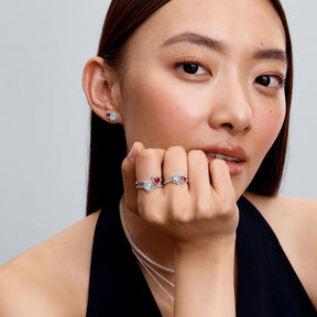 Pandora Timeless Halo Hearts sormus, hopea, 193662C01