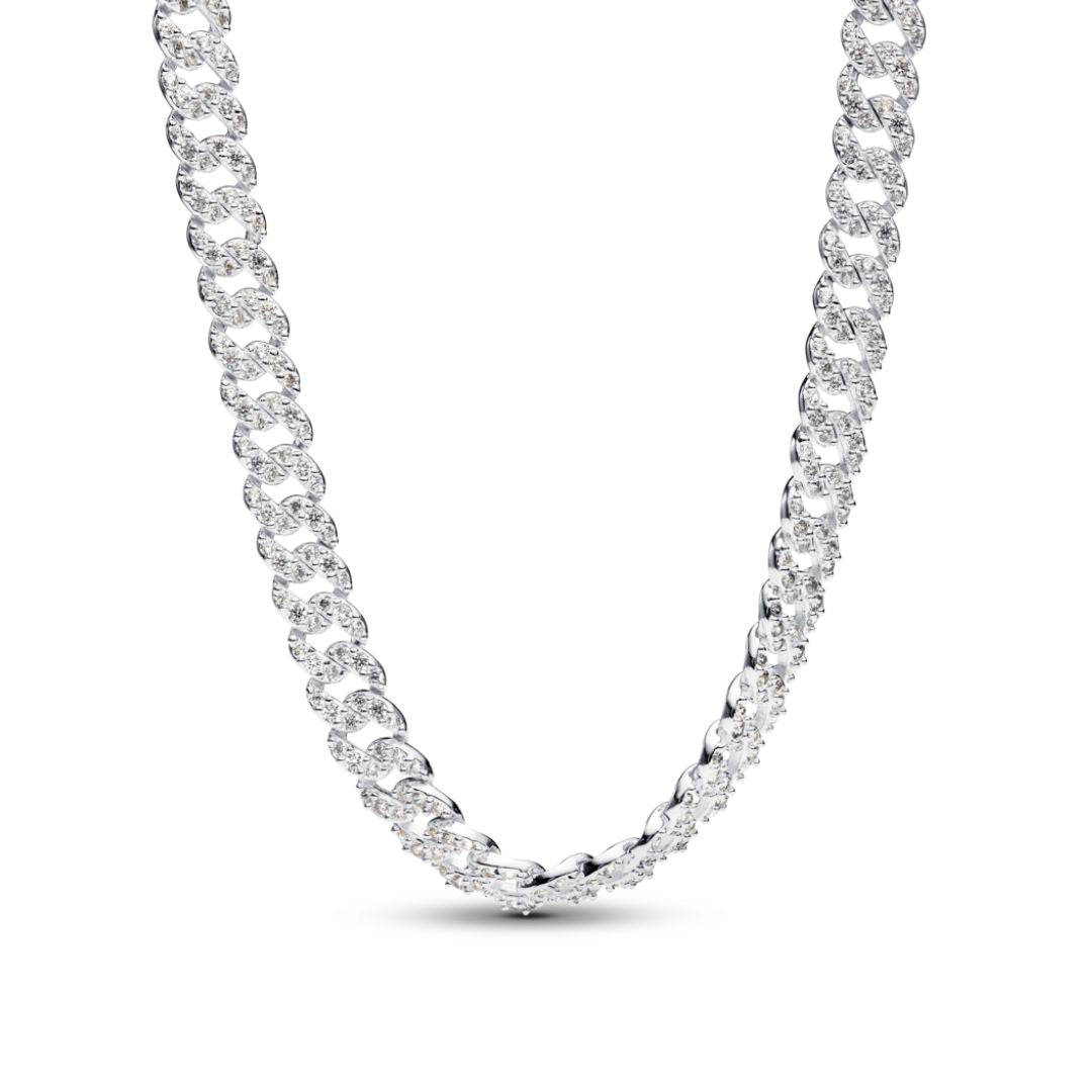 Pandora Timeless Pavé Cuban Chain kaulakoru, hopea, 393161C01-45
