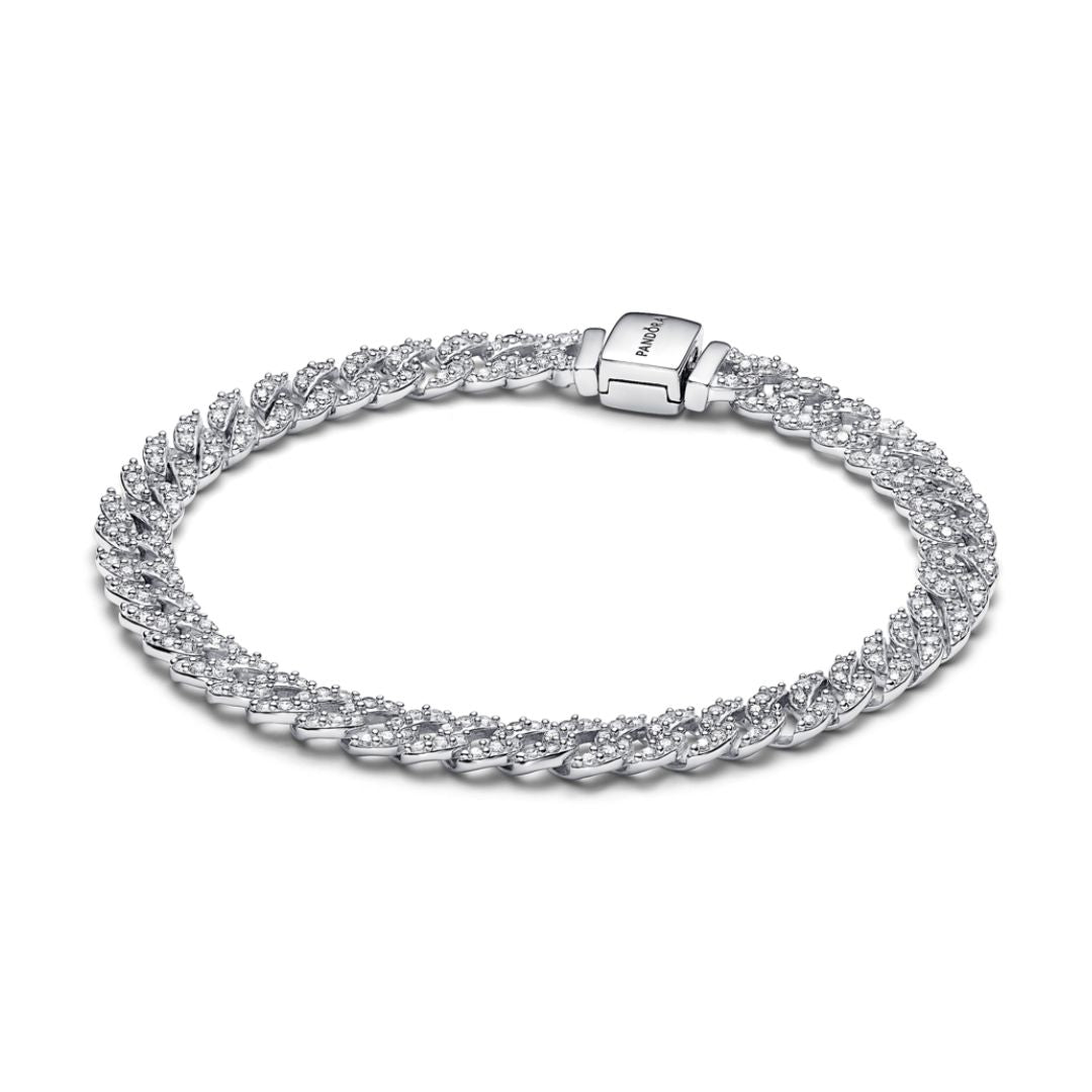 Pandora Timeless Pavé Cuban Chain rannekoru, hopea, 593008C01