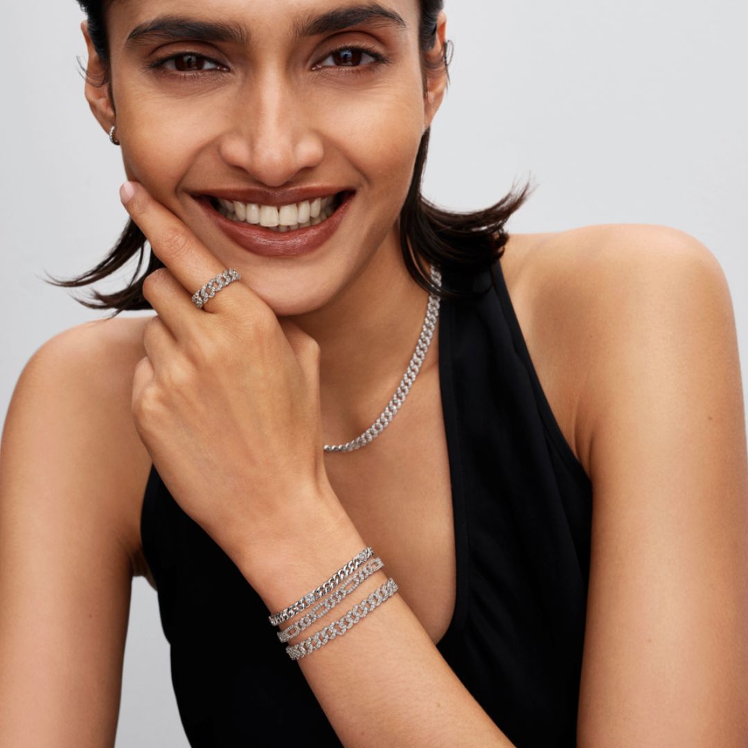 Pandora Timeless Pavé Cuban Chain rannekoru, hopea, 593008C01