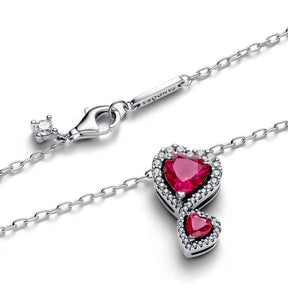Pandora Timeless Red Halo Hearts Pendant kaulakoru, hopea, 393658C01-60