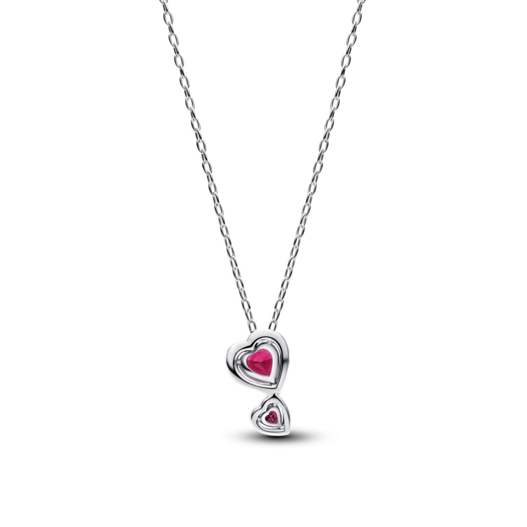 Pandora Timeless Red Halo Hearts Pendant kaulakoru, hopea, 393658C01-60