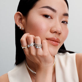 Pandora Timeless Sparkling Bow Double-row sormus, hopea, 193552C01