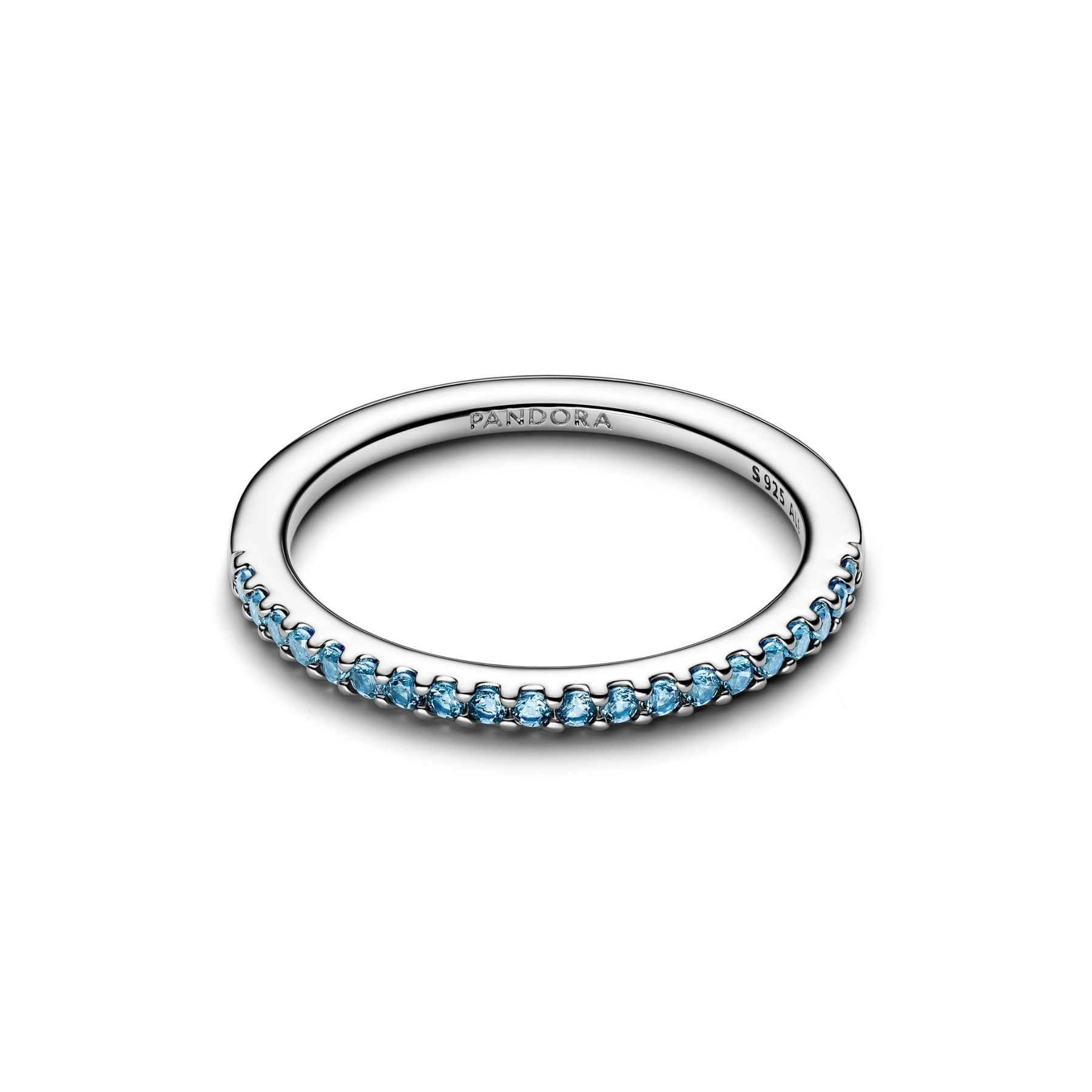 Pandora Timeless Sparkling Aquamarine Half-Eternity Band sormus, hopeaa, 192999C03