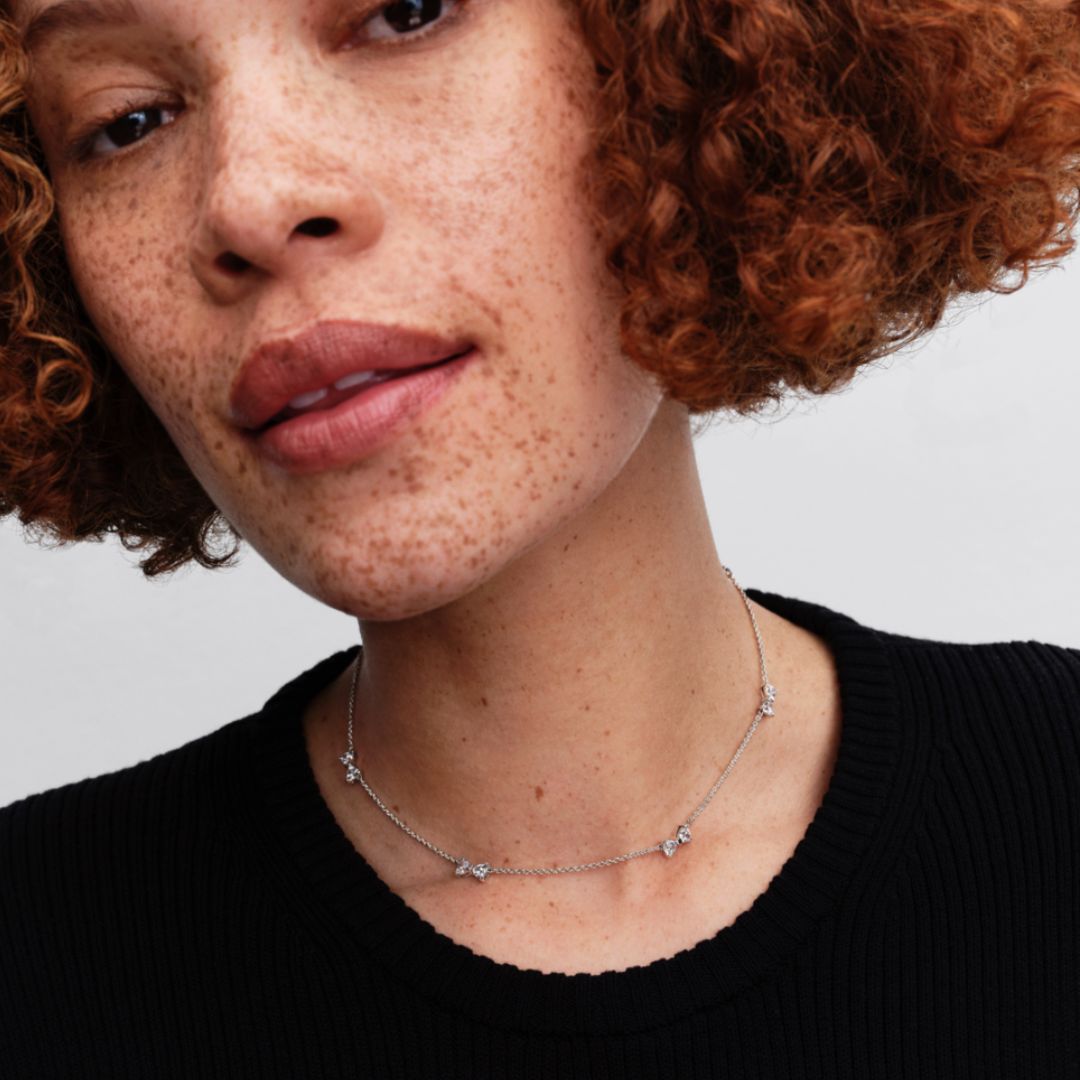 Pandora Timeless Sparkling Bow Station Necklace, Silver, 394231C01-40