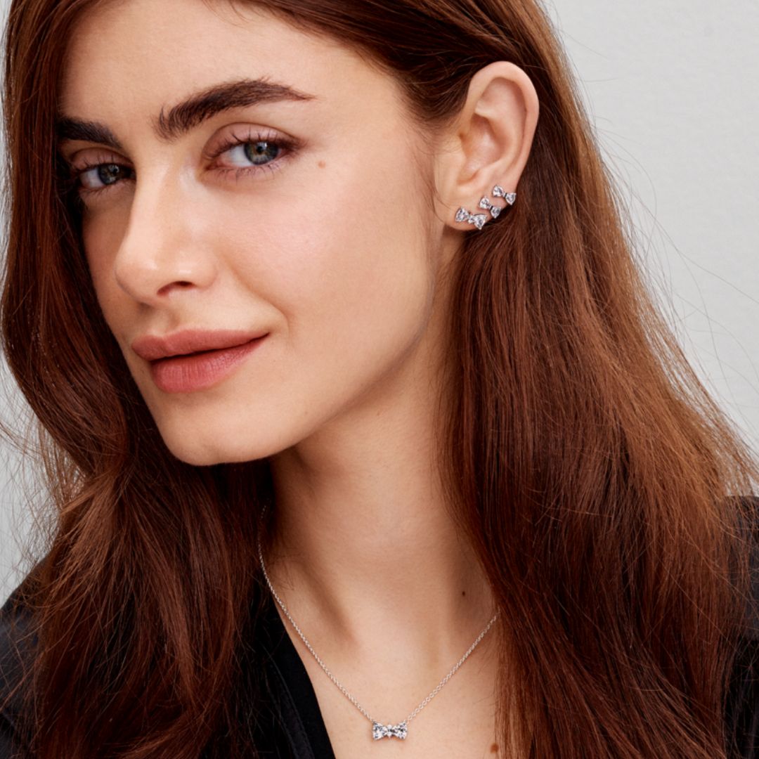 Pandora Timeless Sparkling Bow tappikorvakorut, hopea, 293506C01